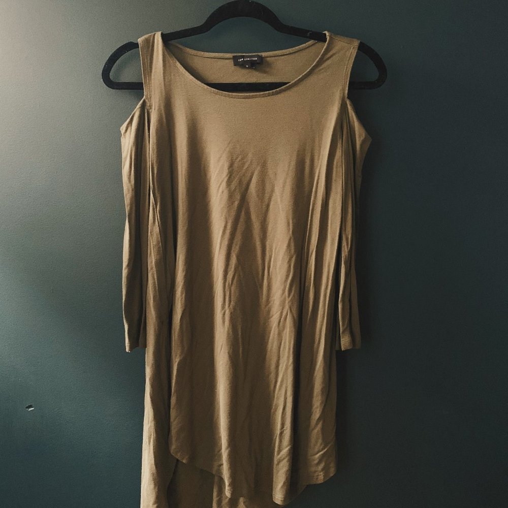Cold Shoulder, Long Sleeve, High Low Blouse